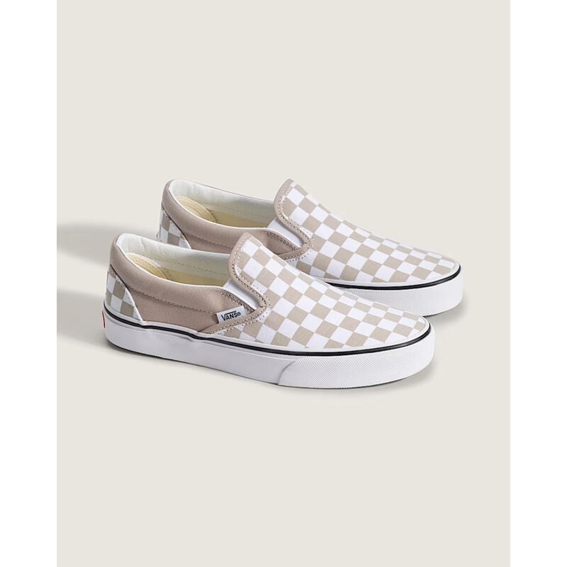 Vans Classic Slip-On Checkerboard Shoes Womens - Mushroom image number 0
