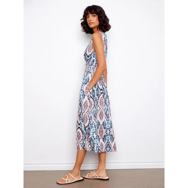 Charlie B Smocked Printed Viscose Dress Womens