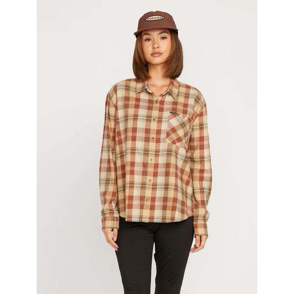 Volcom Plaid To Meet U Long Sleeve Shirt Womens