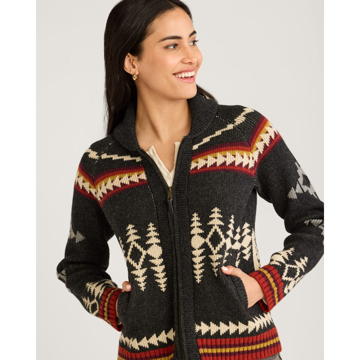 Pendleton Alpine Lambswool Zip Cardigan Womens | Christy Sports