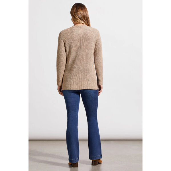 Tribal Mock Neck Heathered Knit Sweater Womens