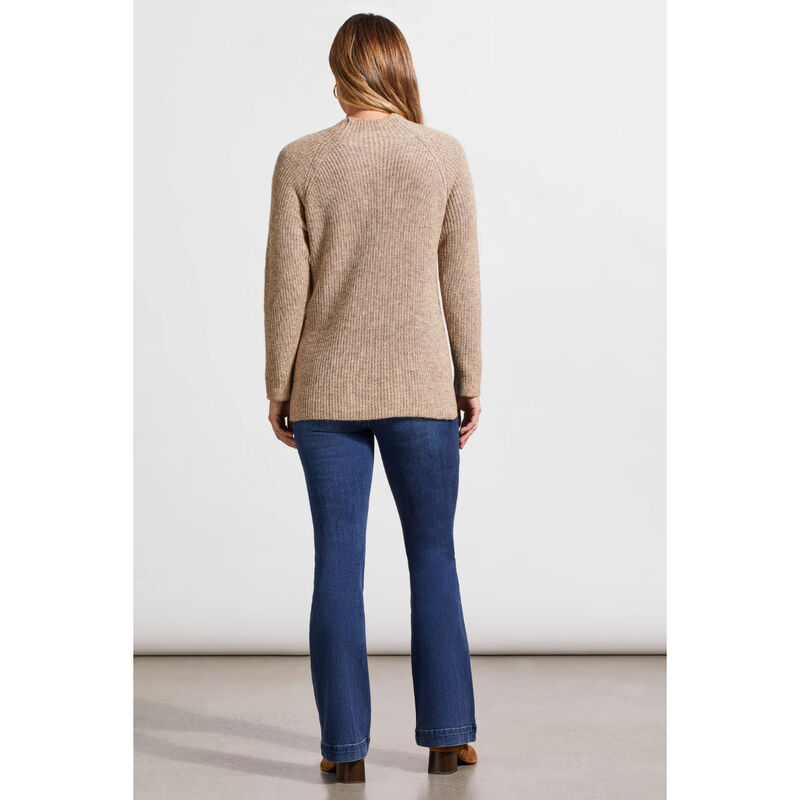 Tribal Mock Neck Heathered Knit Sweater Womens image number 1
