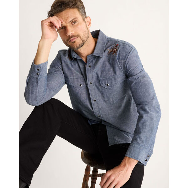 Pendleton Rodeo Embroidered Chambray Gambler Shirt Mens