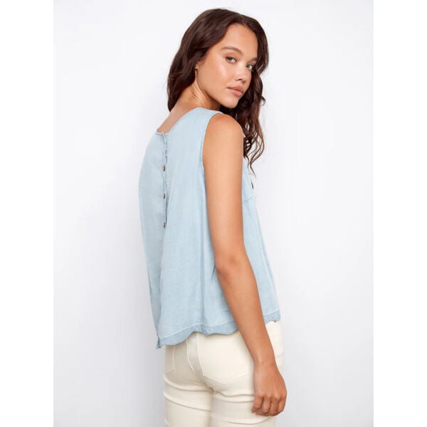 Charlie B Tencel Sleeveless Scalloped Top Womens