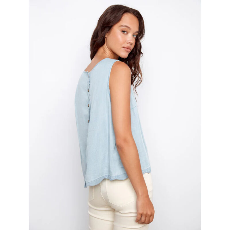 Charlie B Tencel Sleeveless Scalloped Top Womens image number 1