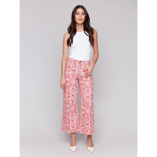 Charlie B Printed Cotton Flare Pants Womens