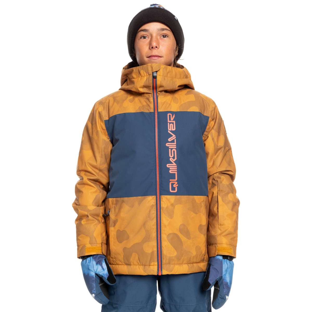 Quiksilver Boy's 8-16 Side Hit Insulated Snow Jacket Brown Size M/12