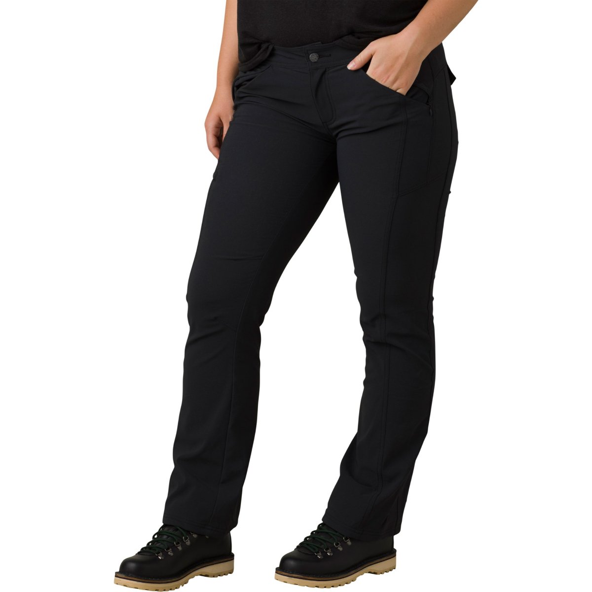 PRANA HALLENA PANTS BLACK HIKING ATHLETIC TROUSER UTILITY POCKETS